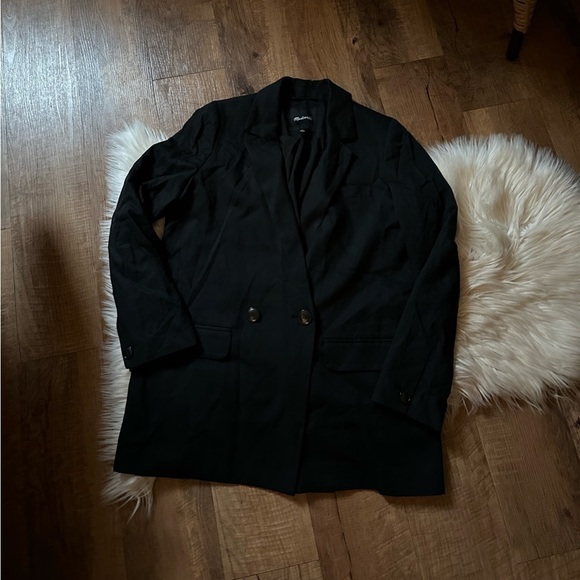 MADEWELL Drapeweave Caldwell Double Breasted Blazer In Black - Picture 4 of 6